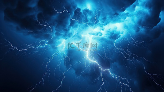 闪电背景图片_天空中令人惊叹的蓝色闪电