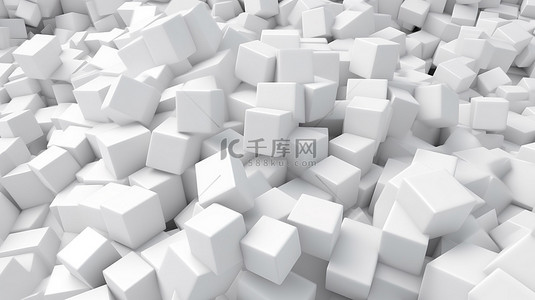 白色立方体背景图片_3d 渲染背景以白色立方体抽象几何形状为特色