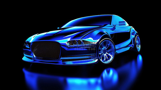 3d 插图运动​​蓝色汽车升级改装