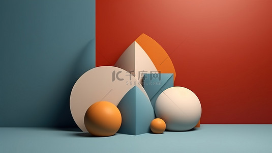 分组背景背景图片_抽象设计中分组 3D 几何形状的简约背景