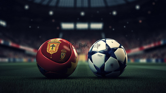 游戏背景图片_法国和比利时在足球比赛中对峙的 3d 渲染