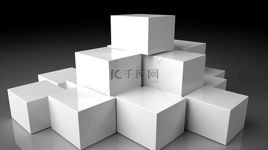 产品展示 3D 渲染的白色立方体