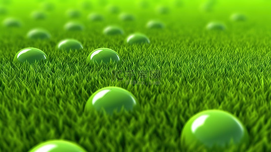 充满活力的绿色草坪的 3D 渲染