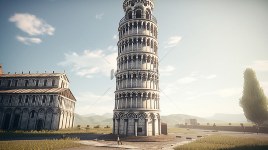 意大利地标背景图片_比萨斜塔建筑欧洲旅游背景