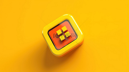 像素化手点击充满活力的黄色背景艺术 3D 渲染上的下载按钮