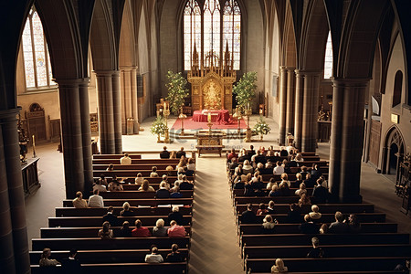教堂婚礼背景图片_圣保罗举行弥撒和婚礼期间的教堂
