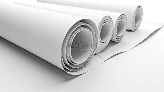 厂房背景图片_在纯白色背景上以 3d 形式描绘的白纸卷