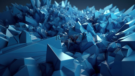 未来派蓝色表面与抽象 3D 渲染中的混沌立方体