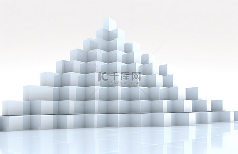 白色立方体背景图片_具有白色立方体形状的金字塔在透明背景上形成一排