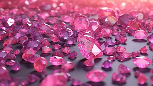 闭着眼睛背景图片_各种形状和色调的粉红碧玺宝石的 3D 渲染