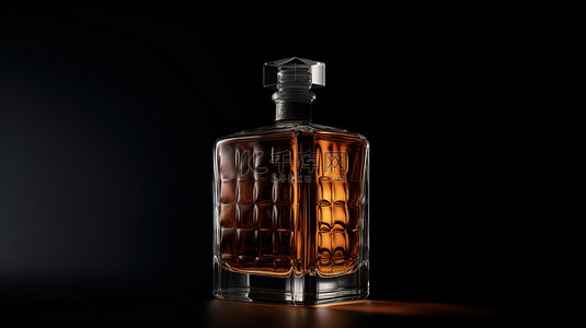 威士忌背景图片_3d 渲染中的方形威士忌酒瓶