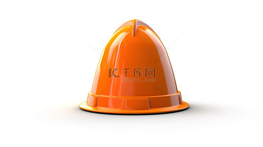 安全帽背景图片_白色背景的独立 3D 插图，配有橙色安全帽和交通锥