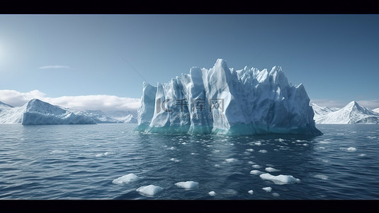 海天背景图片_海洋冰山令人惊叹的 3D 再现