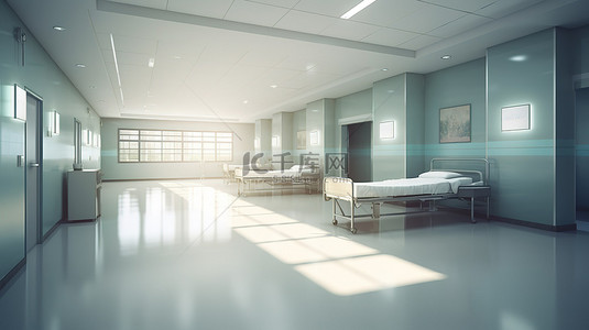 医院背景图片_3d 渲染医院室内设计中可用的巨大复制空间