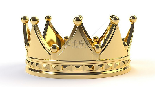 3d 中的金色皇冠在白色背景下呈现隔离