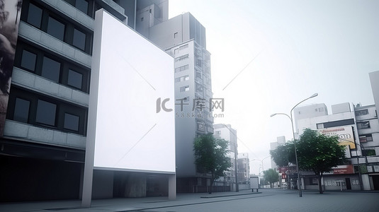 信息牌背景图片_以 3D 白色和空色呈现的垂直广告牌