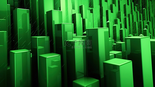 增长趋势背景图片_显示绿色增长箭头向上的图表的 3D 渲染
