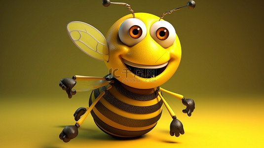 手刺背景图片_3D 艺术品中顽皮的蜜蜂