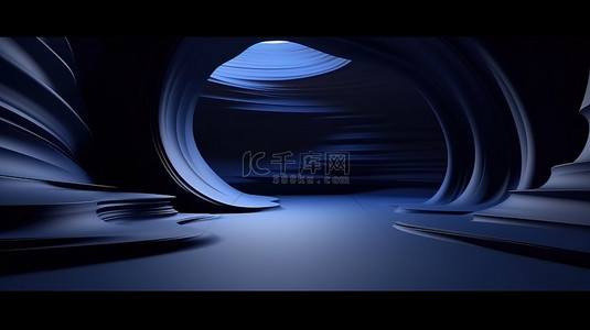山抽象背景背景图片_夜间神秘蓝色洞穴的空抽象背景 3D 渲染