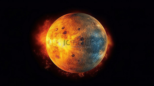 太阳地球月球背景图片_水星行星与冉冉升起的太阳的真实夜间景观