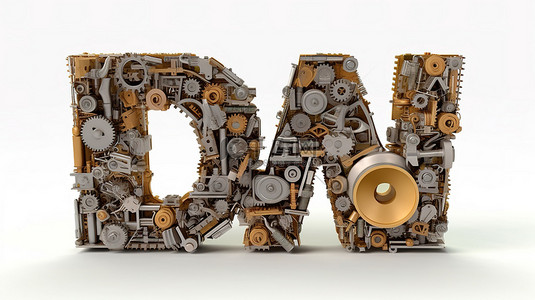 字母创意背景图片_机械字母制作成 DIY 3D 字
