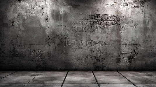 风化水泥墙的背景，以 3D 渲染，具有灰色纹理