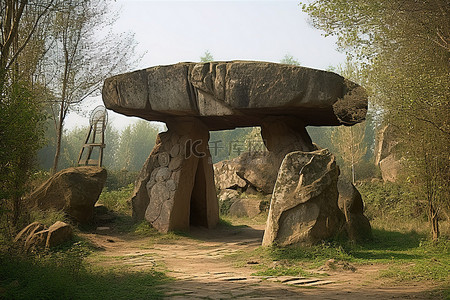 华文文化背景图片_巨石旅馆中国岩石拱门二郎叶寺浩华忻州中国