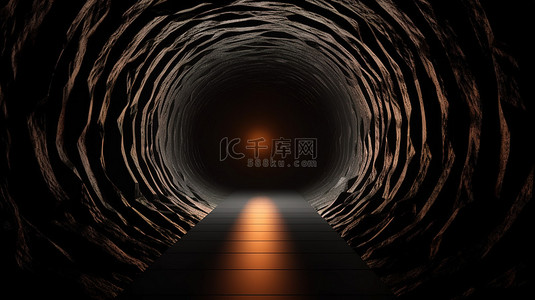 交通灯光线背景图片_光线穿过黑暗的石头隧道 3d 渲染