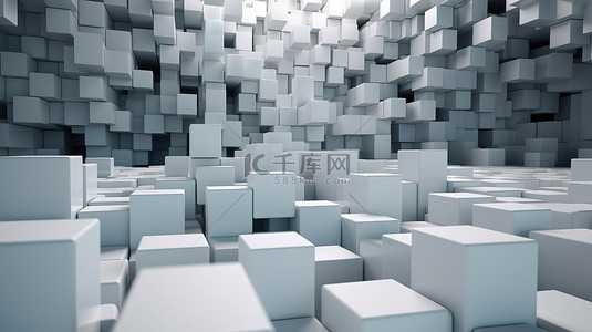 3d 渲染中白色立方体的抽象背景