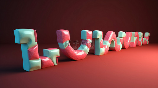 使用 3D 渲染技术用字母形状的一排棒棒糖创建单词“sugar”