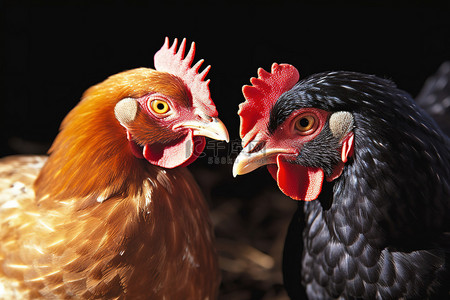 风控系统背景图片_一只鸡蛋鸡和一只母鸡坐在一起