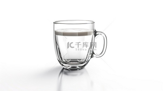 咖啡背景图片_白色背景上隔离 3D 渲染的空白拿铁杯