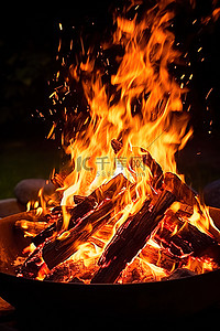 火背景图片_有火和火焰的火坑
