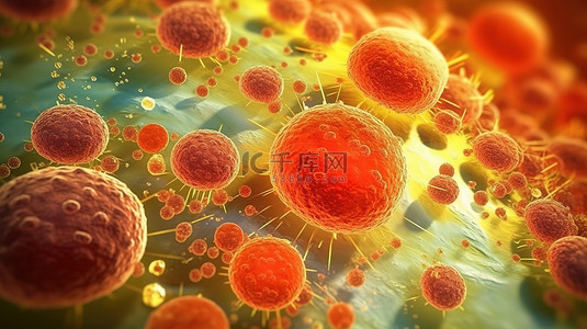 和平元素背景图片_细菌病毒或细菌的显微细胞的 3d 渲染