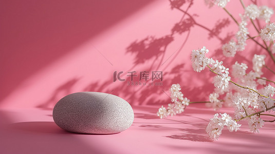 粉红色花朵背景图片_产品展示背景花朵粉红色