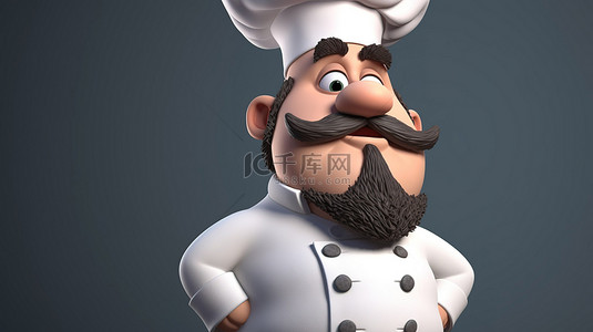 厨师卡通背景图片_动画厨师的 3D 描绘
