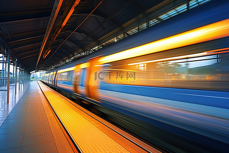 火车停在车站的运动模糊图像