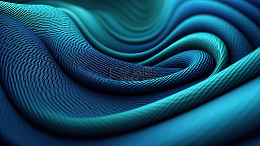 具有波浪图案 3d 渲染的圆形抽象纺织设计