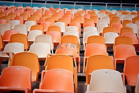 橙色体育场椅子红色白色蓝色橙色体育场座位橙色体育场椅子橙色