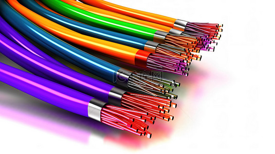电线背景图片_白色背景光纤电缆的 3d 渲染