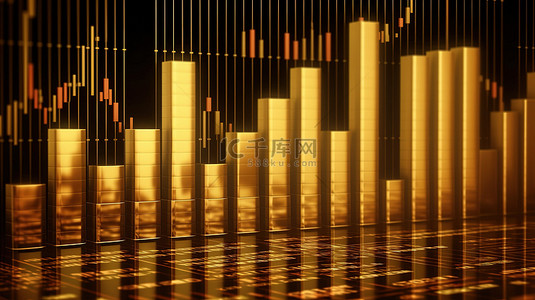 股市背景图片_股市黄金图表或插图的 3D 渲染