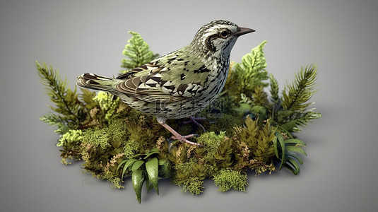 大绿树叶子背景图片_孤立的灌木鸟瞰图 3D 插图