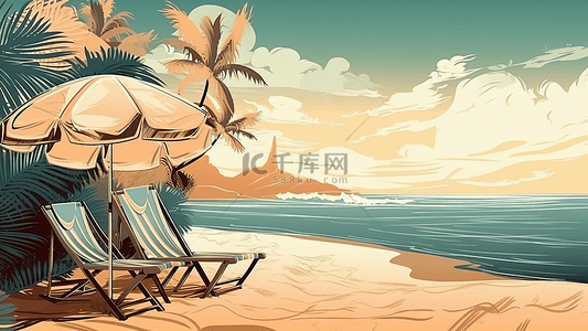 旅游旅行大海插画