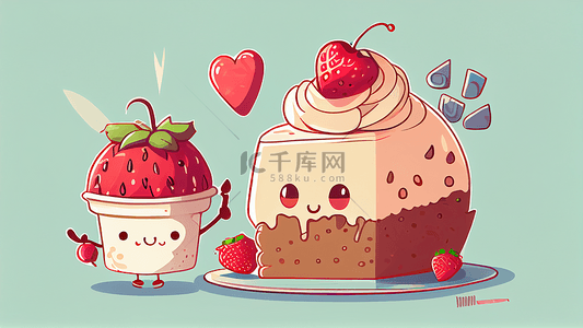 卡通蛋糕背景图片_甜品草莓巧克力蛋糕背景