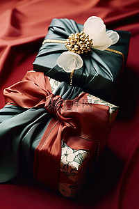 日本新年背景图片_日本礼品包装，包括填充物和包装纸