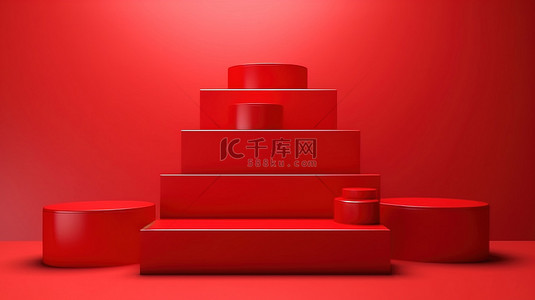 品牌元素背景图片_充满活力的红色讲台呈现抽象背景，非常适合展示品牌