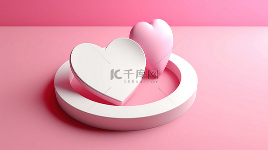 空气中弥漫着爱，用 3D 粉色和白色心形背景贺卡横幅庆祝情人节