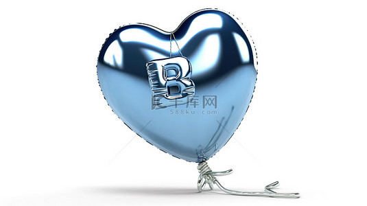 气球艺术字背景图片_白色背景下形状像“宝贝”一词的蓝色和银色气球的 3D 插图