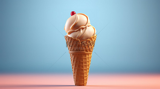 3d 渲染美味的蛋卷冰淇淋