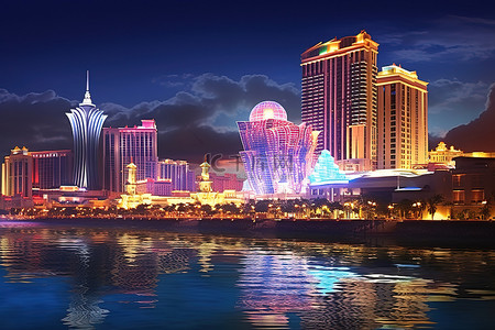 城市背景图片_一些灯火通明的建筑物和赌场